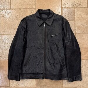 Prada Black Aged 2023 Leather Zip Jacket